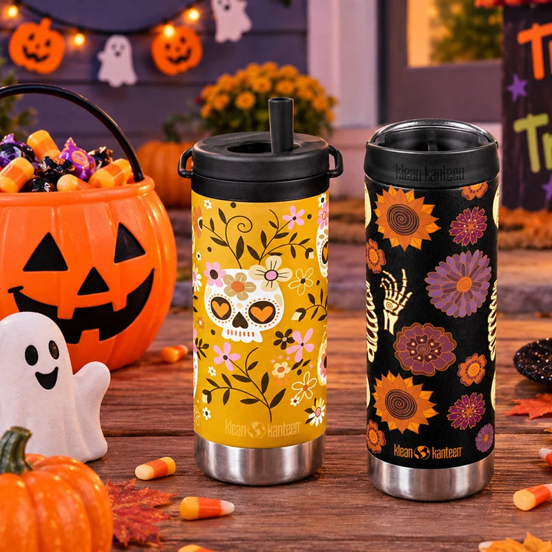 16oz TKWide with Café Cap - Skeleton Flowers